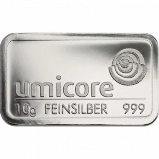 Umicore 10 gram zilverbaar